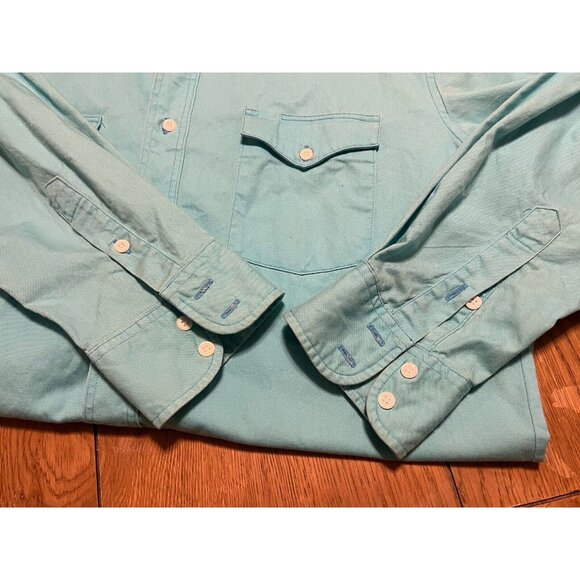 Mens 16 34 Wrangler Cowboy Cut X-Long Tails Vibrant Blue shirt VTG USA Western - Picture 11 of 13